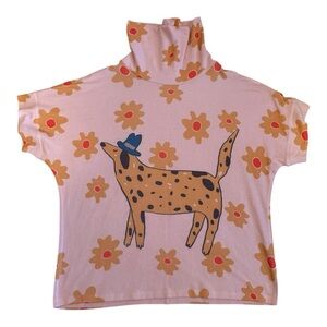 INOAH Dog in Hat Floral Poncho Top Size S
